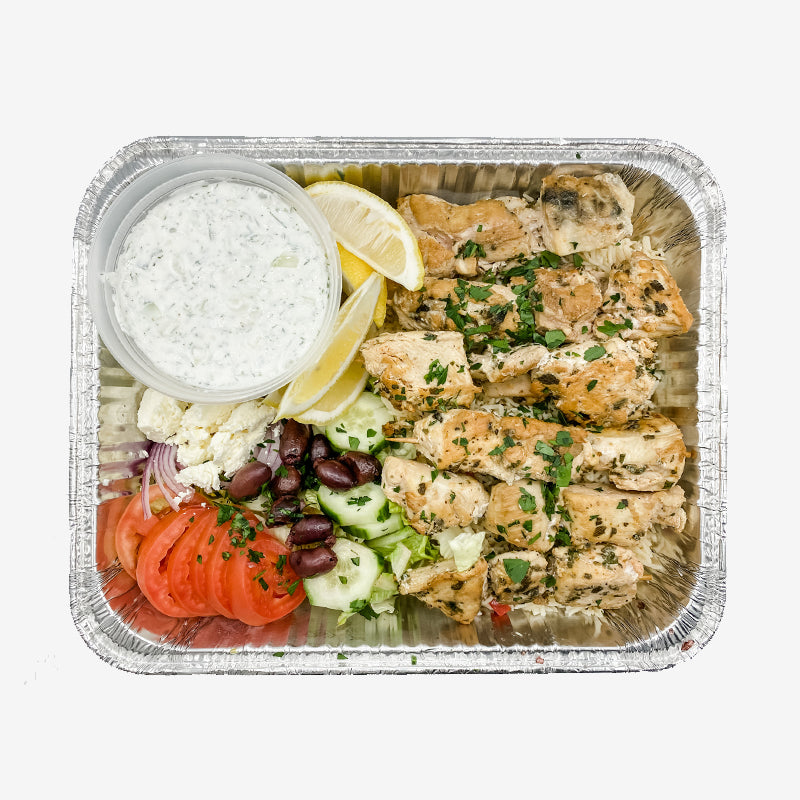 GRILLED BELL & EVAN’S CHICKEN SOUVLAKI SKEWERS